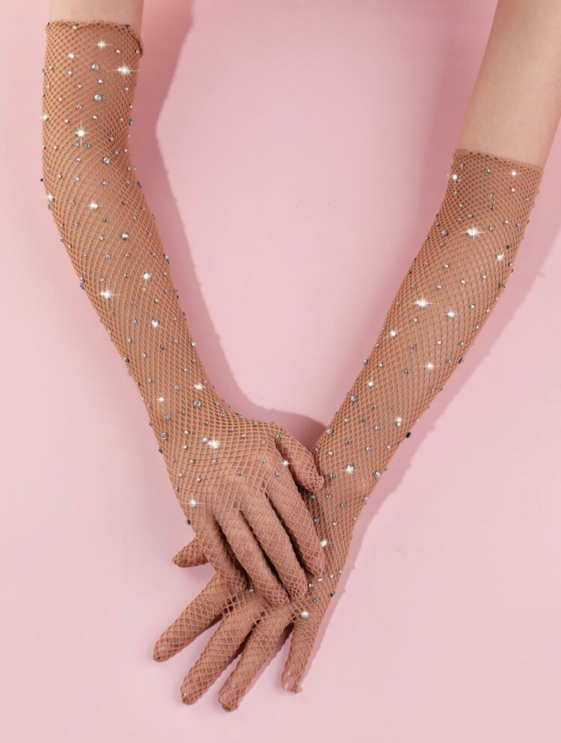 Guantes de malla con diamamantes de imitacion