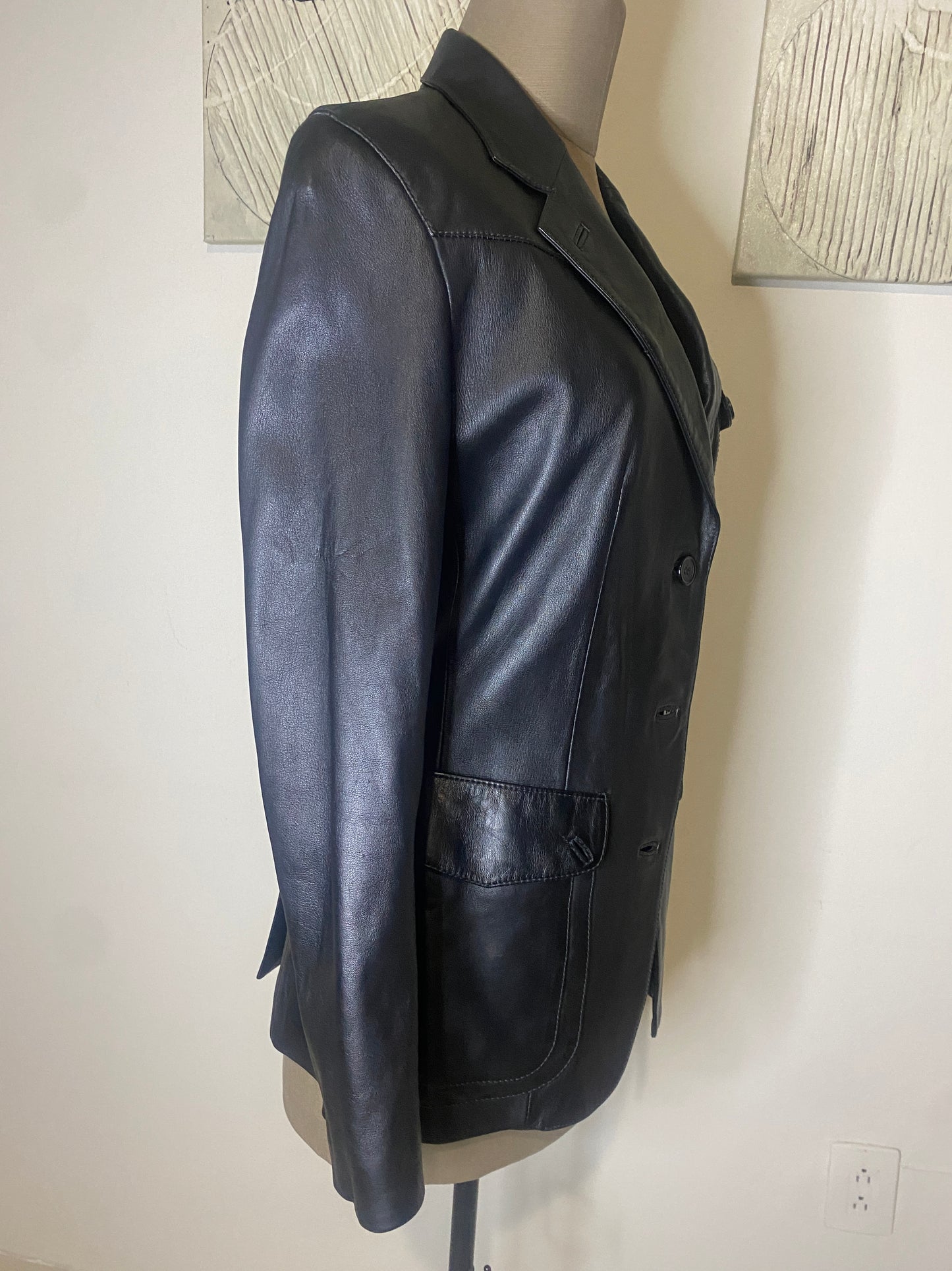 Blazer de piel, Talla S, Mujer