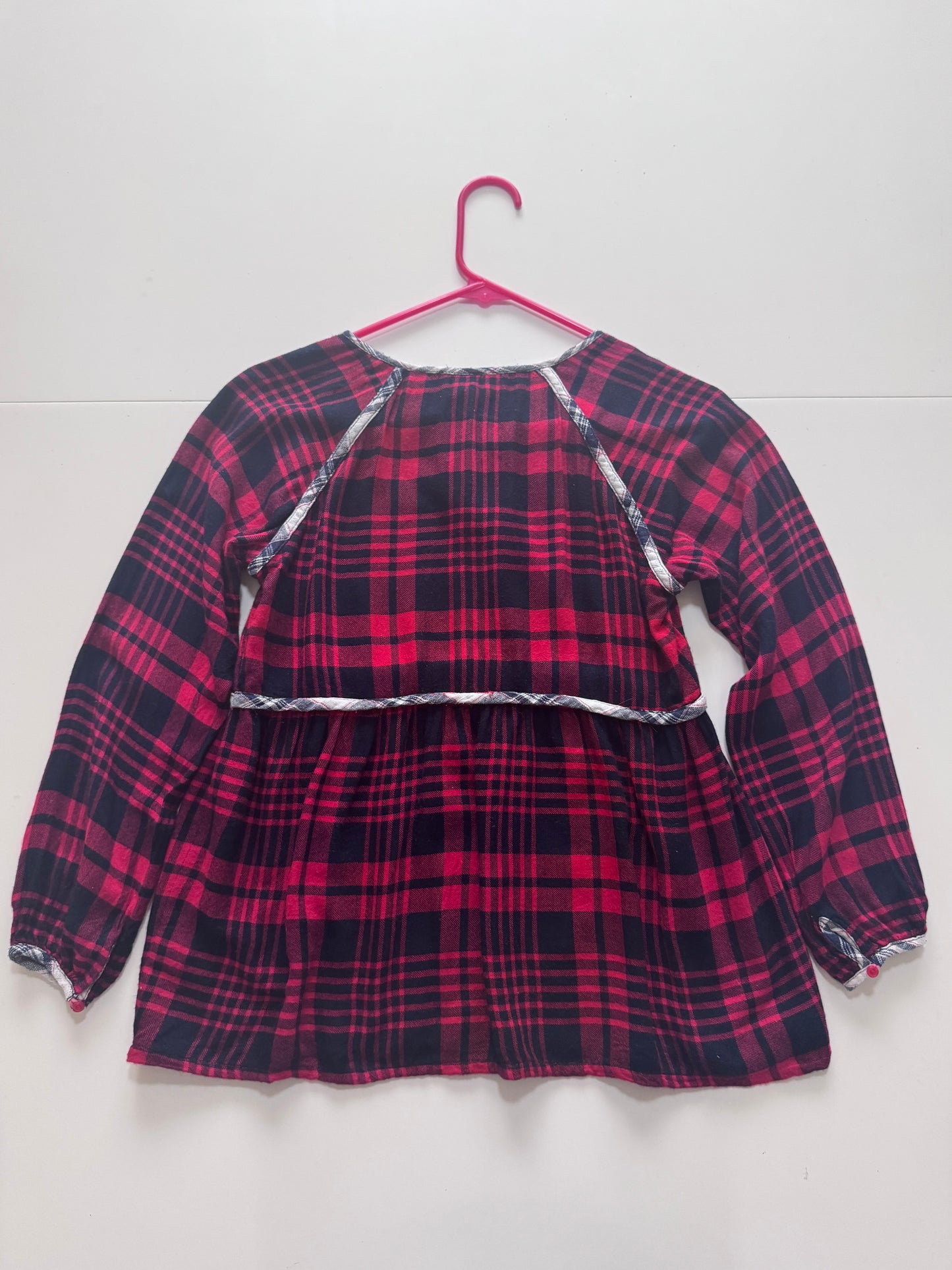 Blusa de franela roja cuadros, Talla XS, Mujer, THML