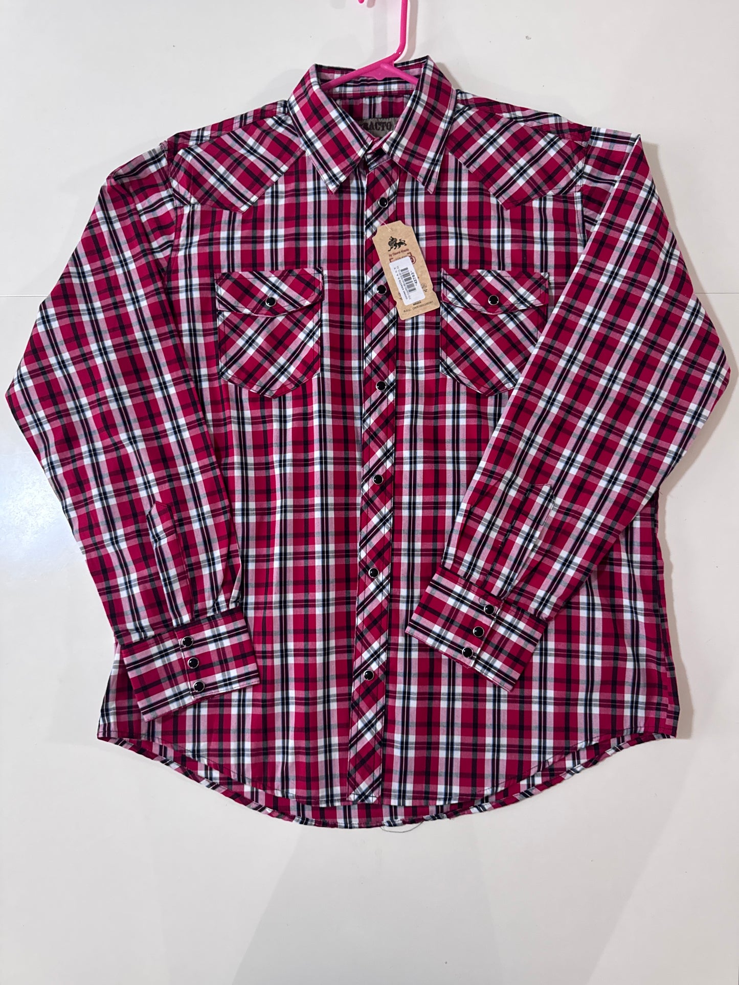 Camisa vaquera cuadros rojos, Talla 42,L, Hombre, Kracto