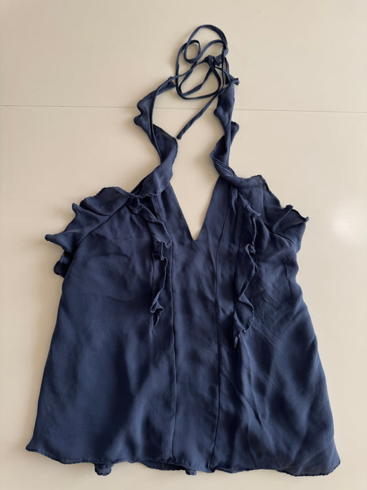 Top azul con escarolas, Talla XS, Mujer, L'Agence