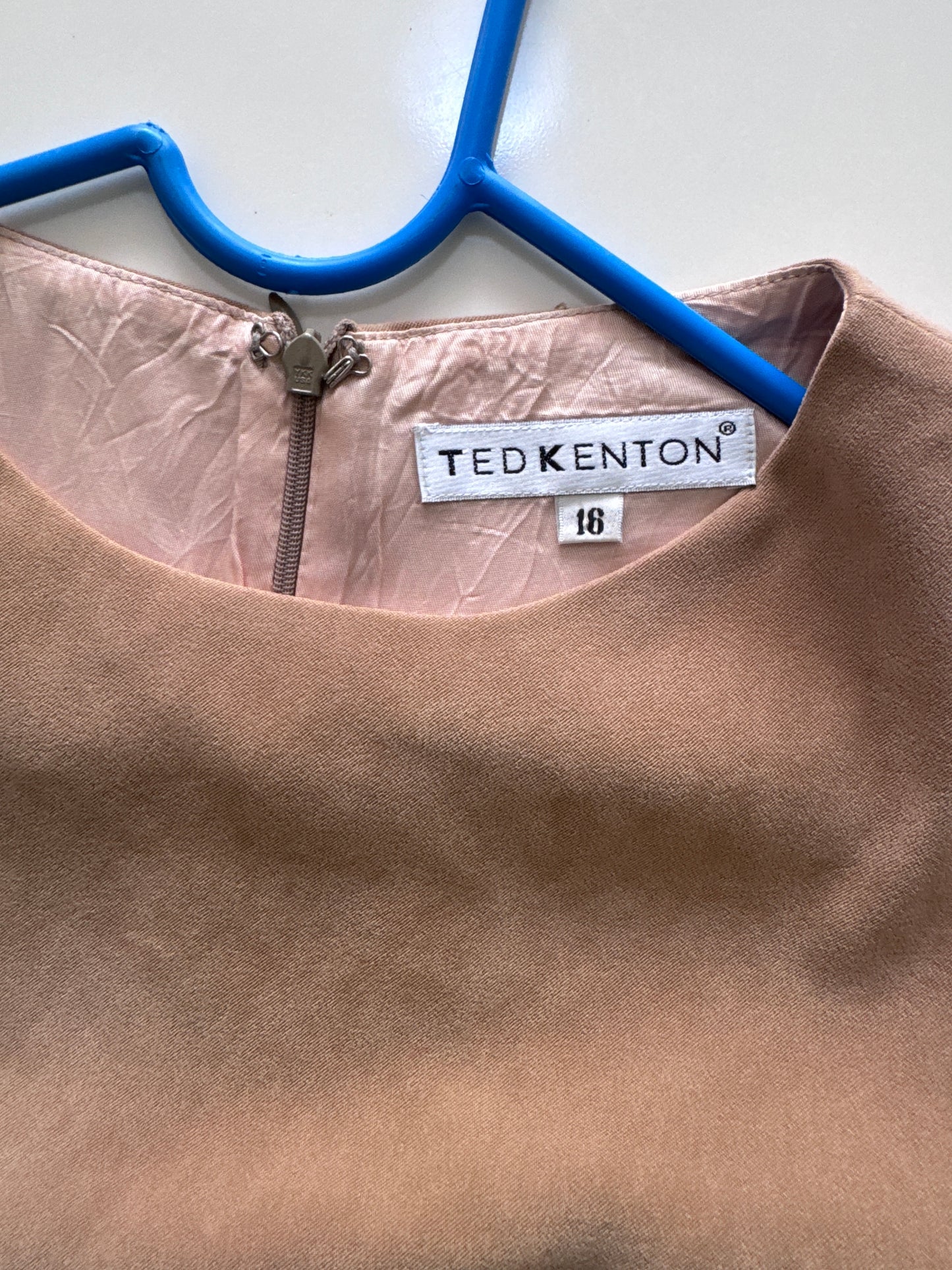 Vestido beige recto, Talla 16 años, XS Mujer, Ted Kenton