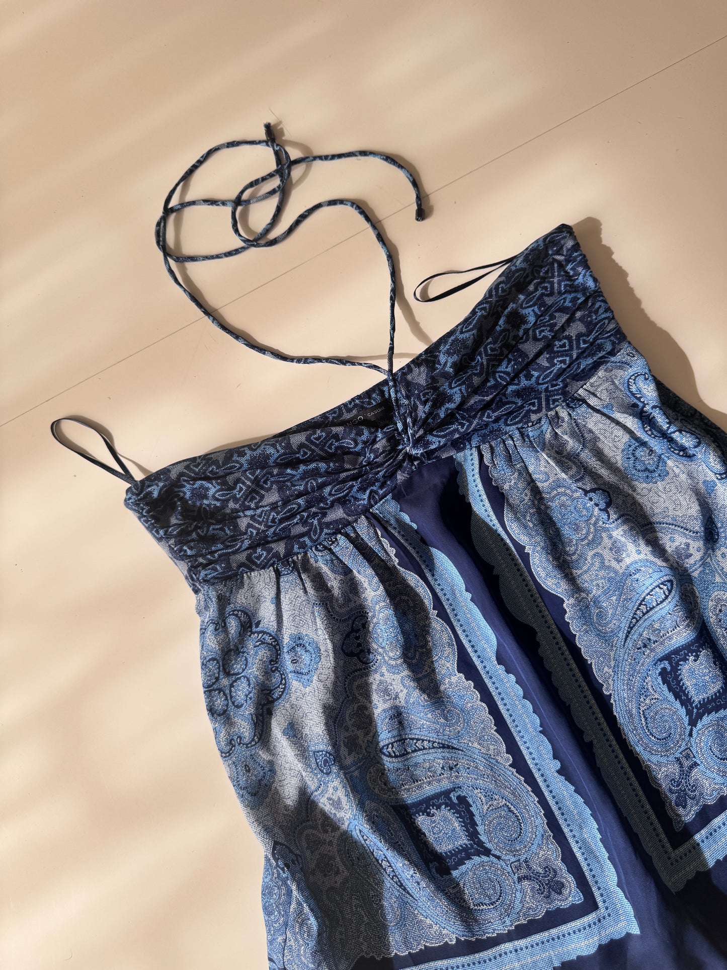 Top halter azul, Talla XS, Mujer, Mango
