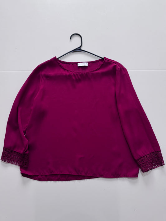 Blusa guinda, Talla M, 28, Mujer, Pull & Bear