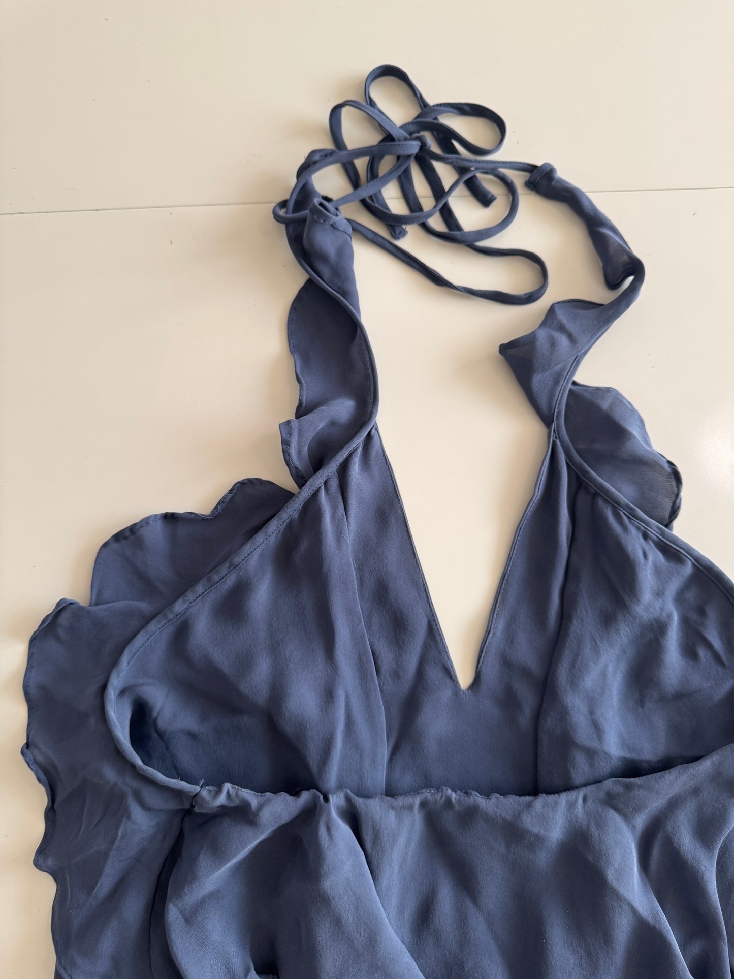 Top azul con escarolas, Talla XS, Mujer, L'Agence