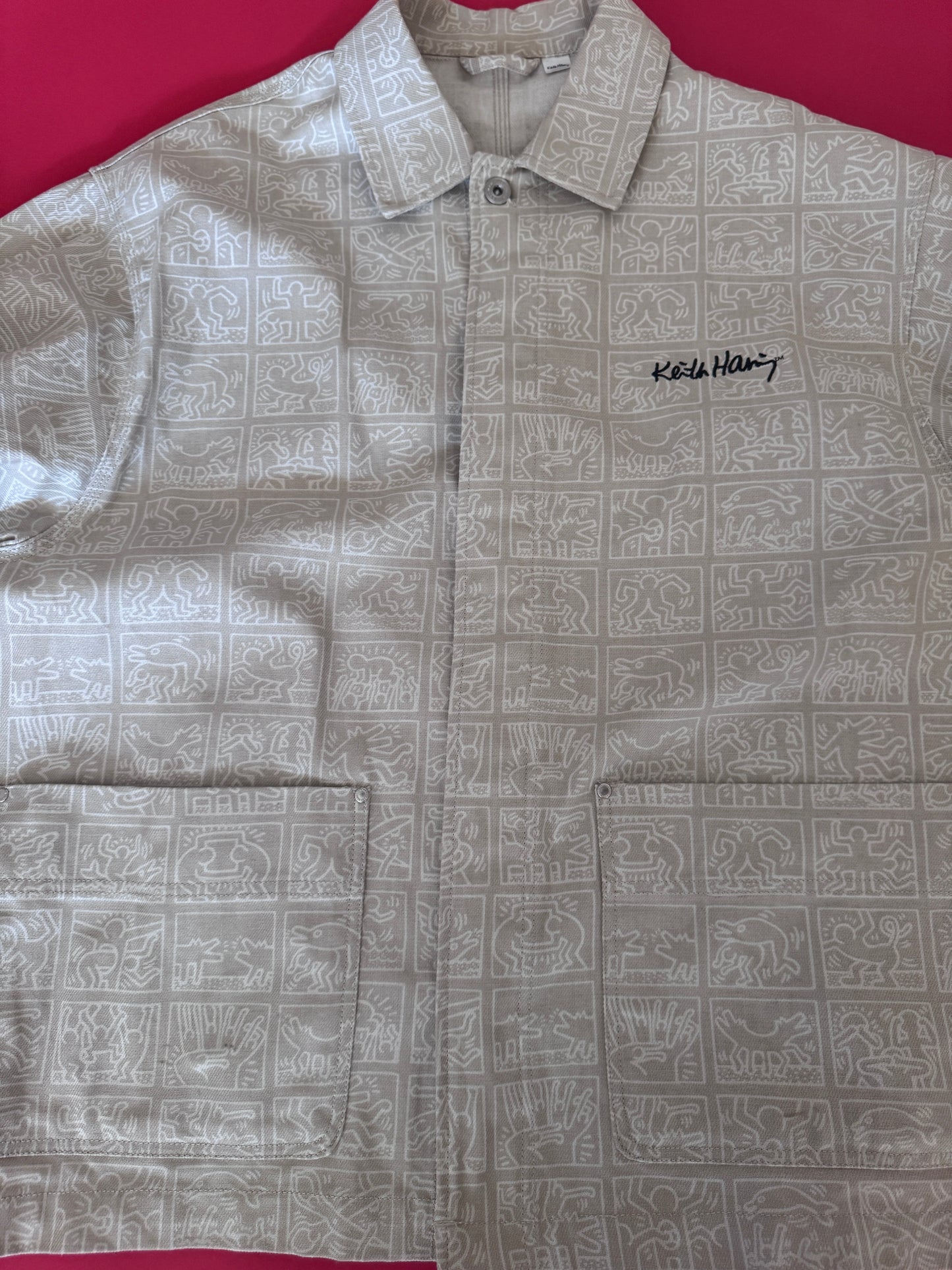 Chaqueta de mezclilla estampada, Talla Xl, Hombre, Keith Haring