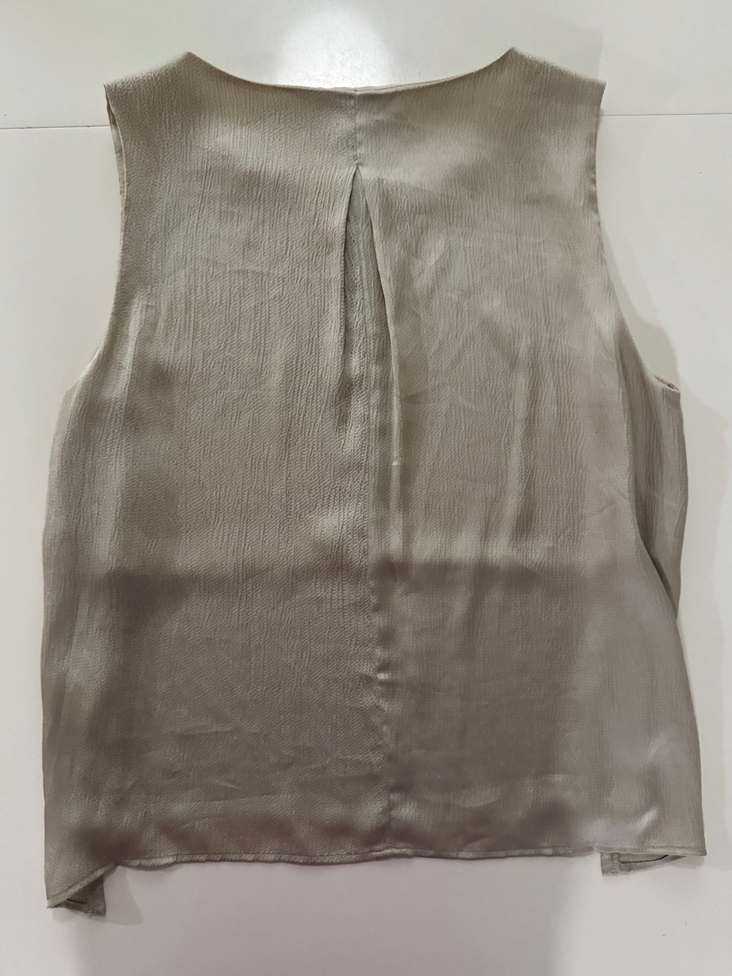 Blusa sin mangas beige satinada, Talla xl, Mujer, Lob