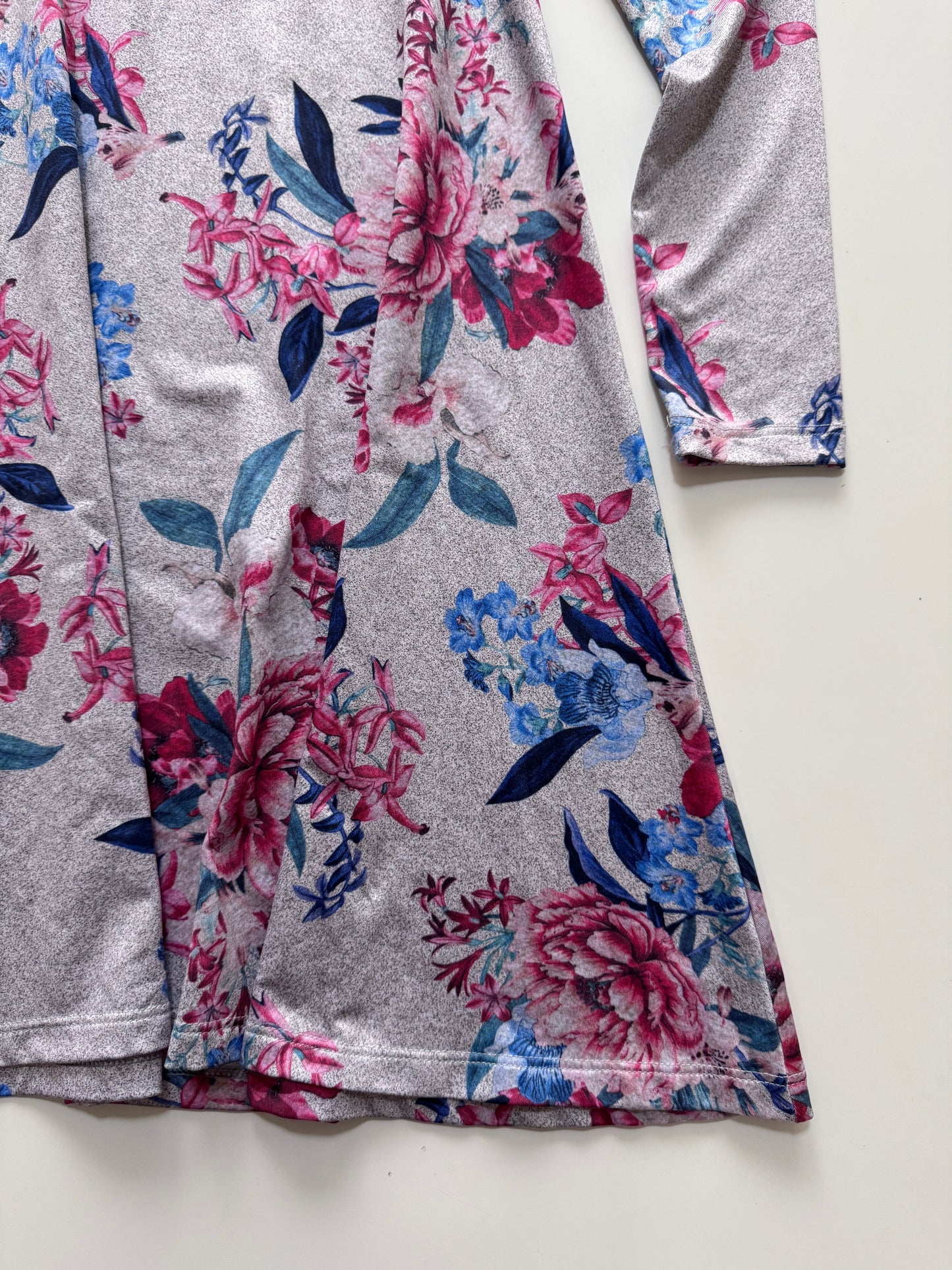 Vestido gris estampado flores, Talla S, Mujer, Cklass