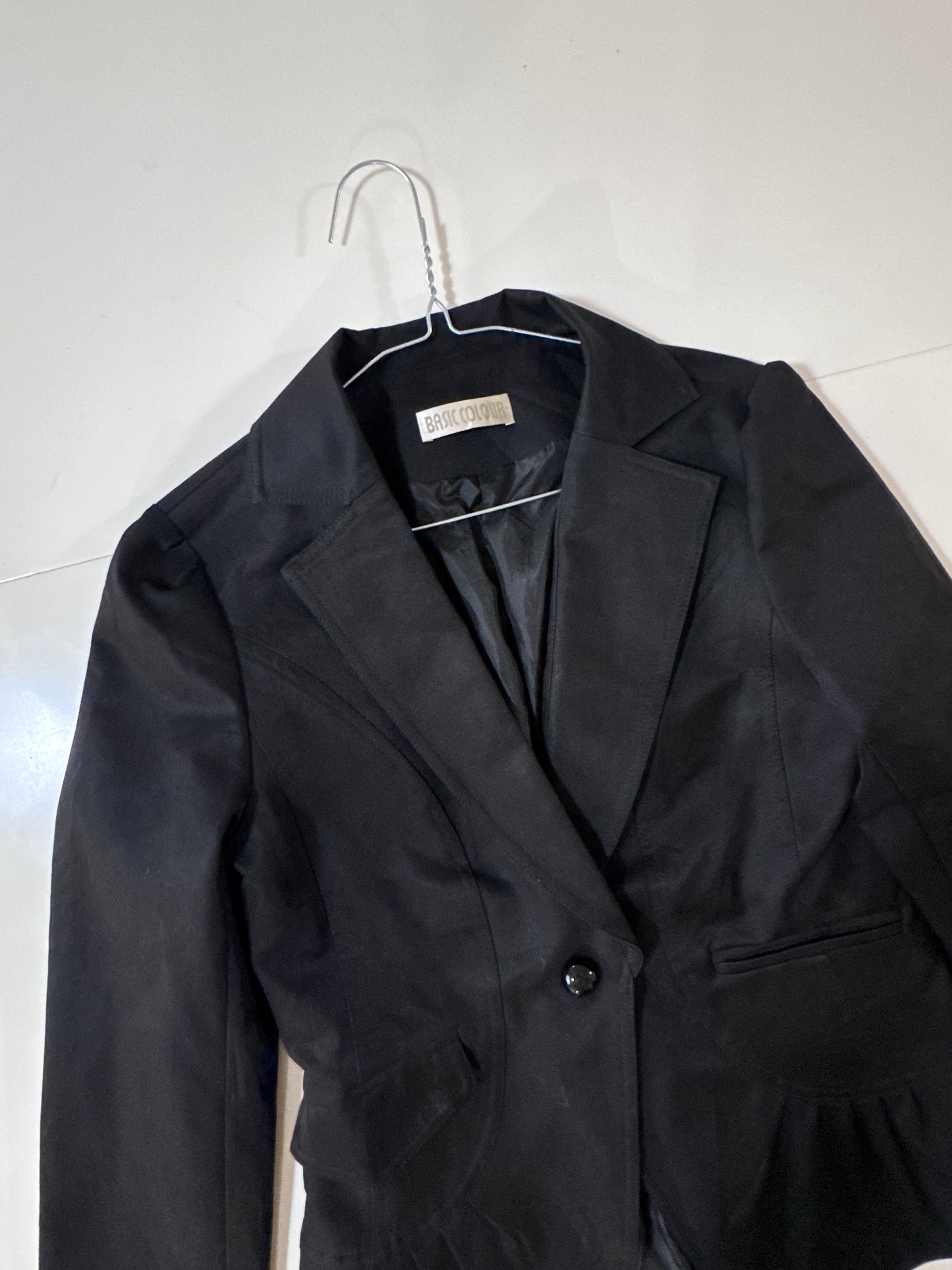 Blazer negro satinado, Talla Xs, Mujer, Basic Colour