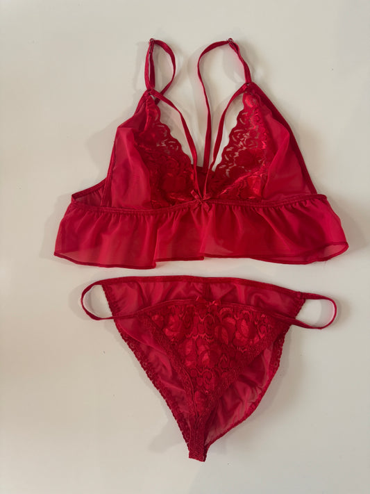 Conjunto lencero rojo, Talla S/M, Mujer