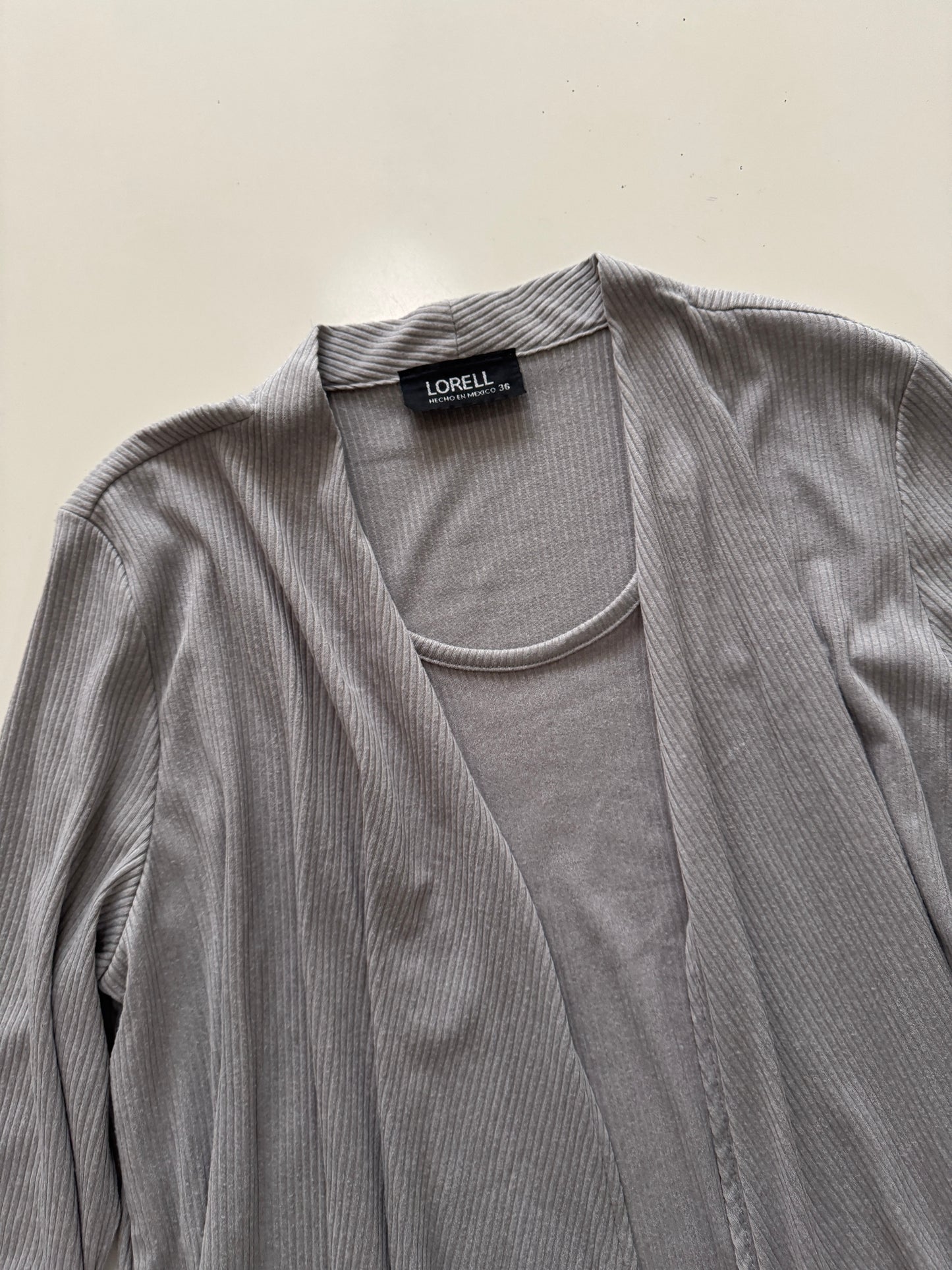 Blusa combinada gris, Talla 36, M/L, Mujer, Lorell