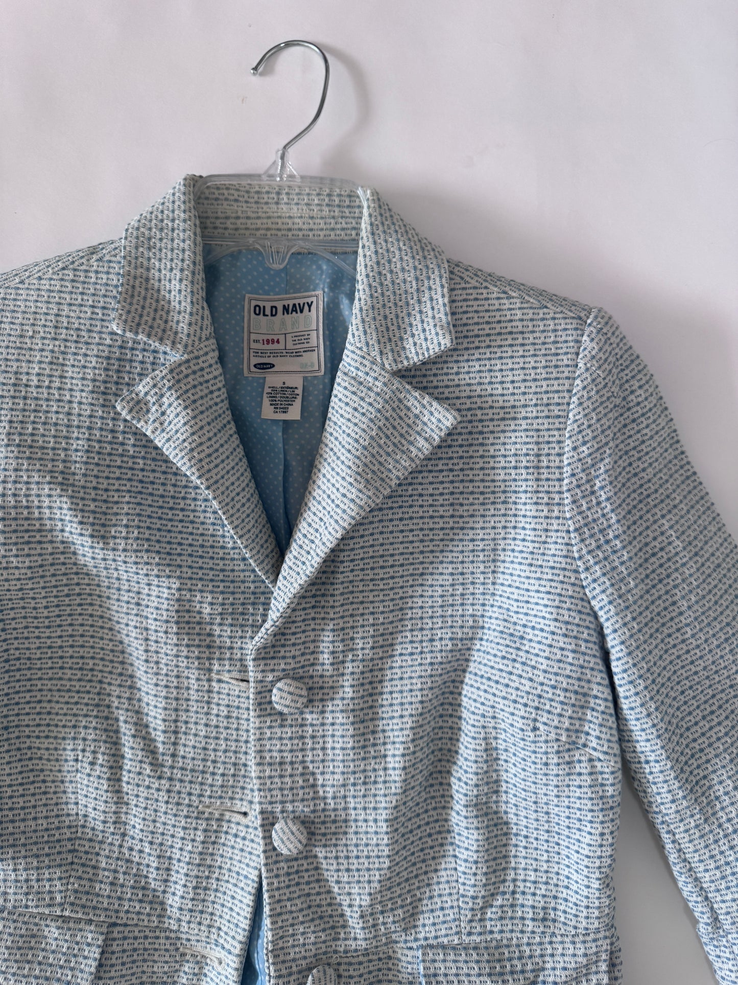 Blazer manga 3/4 Celeste, Talla S, Mujer, Old Navy