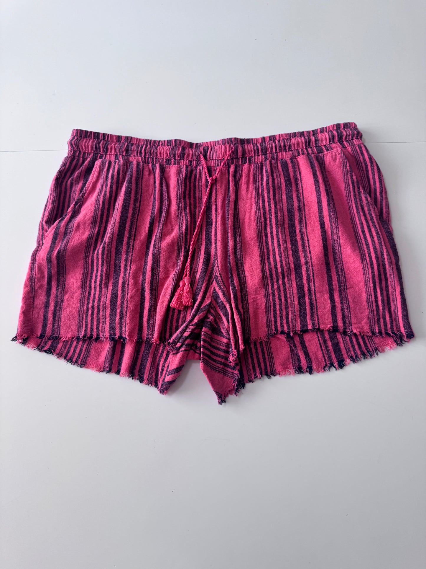 Shorts de lino de rayas, Talla XXL, 2XL, Mujer, Time and Tru