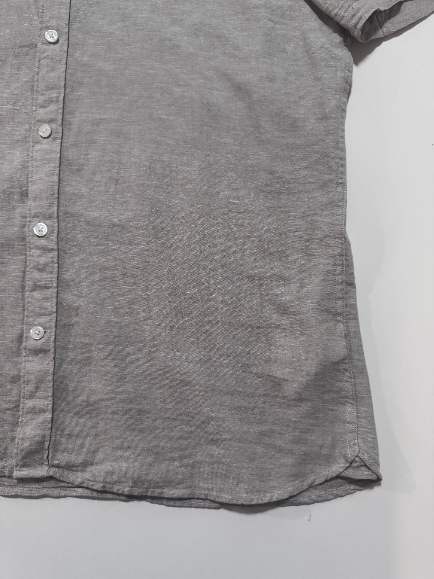 Camisa de lino beige, Talla M, Hombre, Perry Ellis