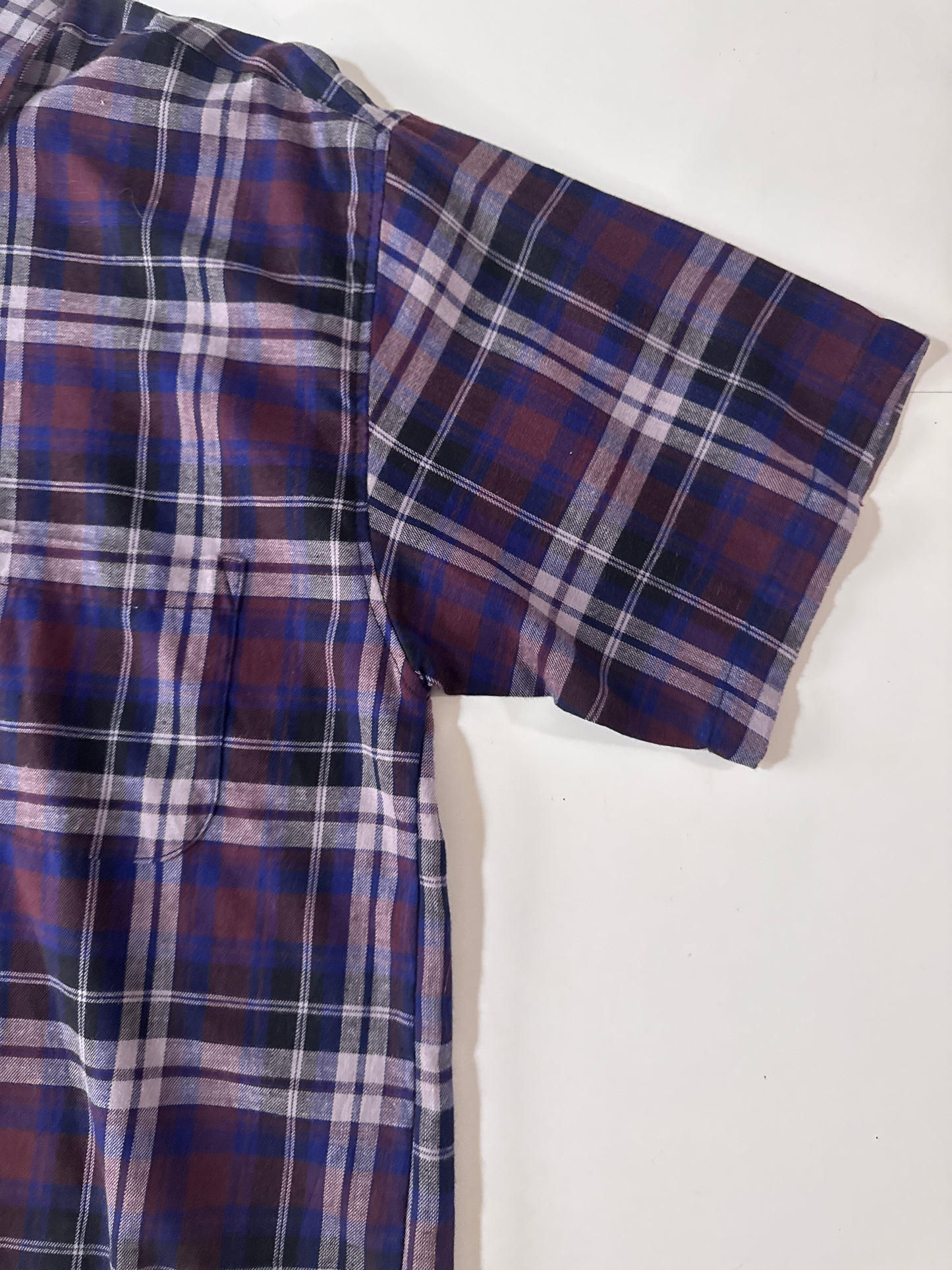 Camisa manga corta cuadros morados, Talla Xl, Hombre, Hugo Hill