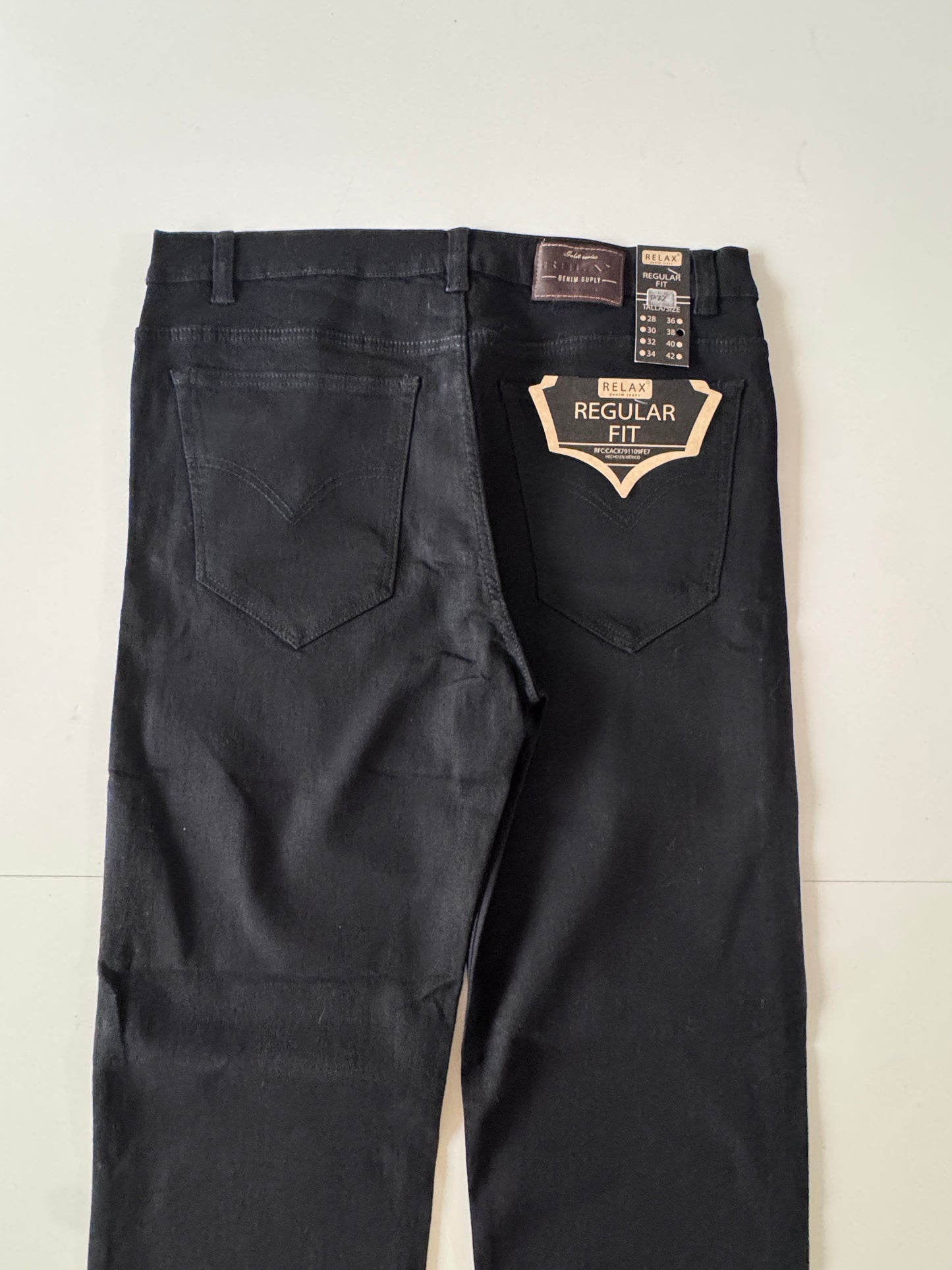Jeans vaqueros negros, Talla 38, Hombre, Relax