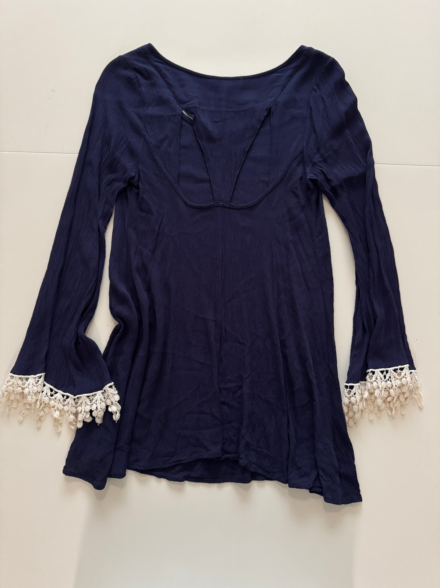 Blusa azul, manga larga, Talla S, Mujer, Iris
