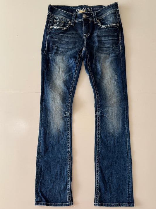 Jeans vaqueros deslavados, Talla 27, Mujer, Grace