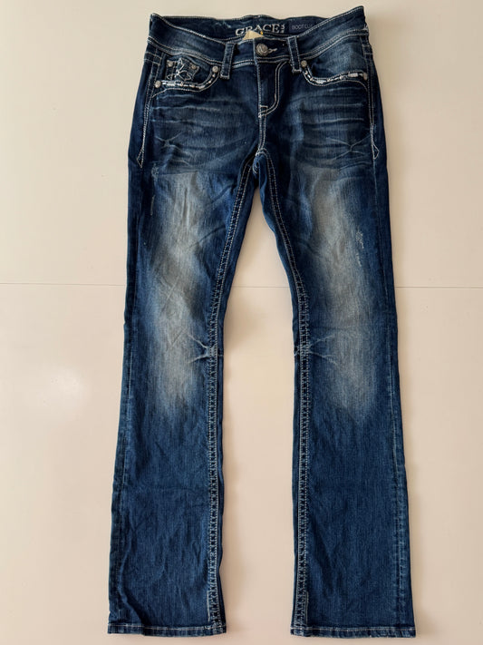 Jeans vaqueros deslavados, Talla 27, Mujer, Grace