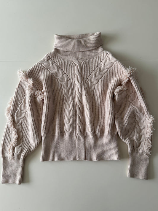 Sweater beige acanalado, Talla L, Mujer, Catamaran