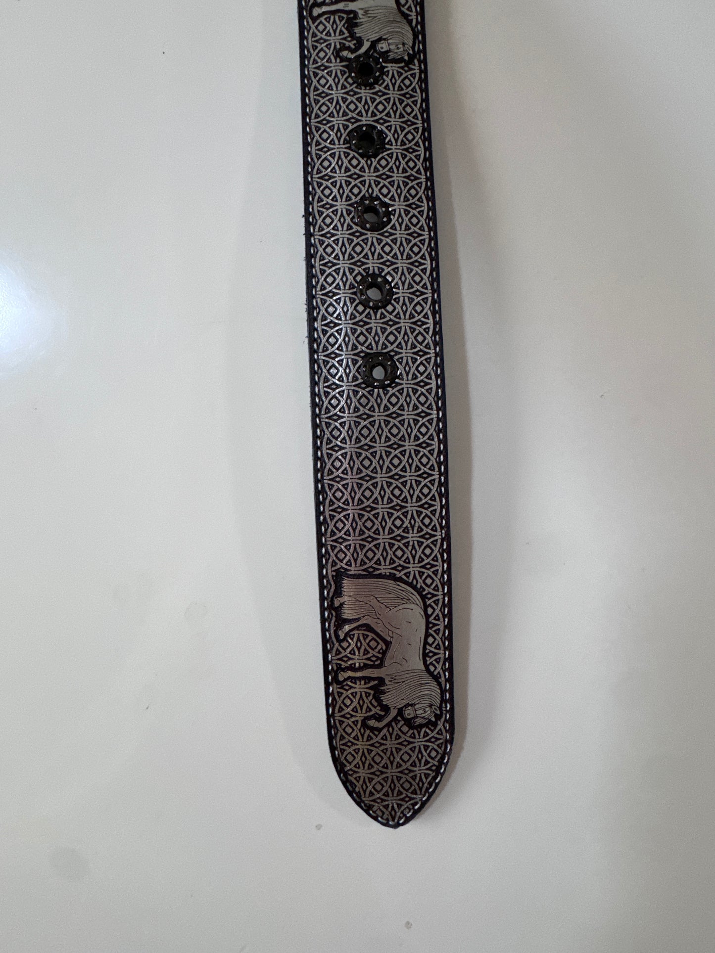 Cinturón café con plateado, Talla 34-36, Hombre