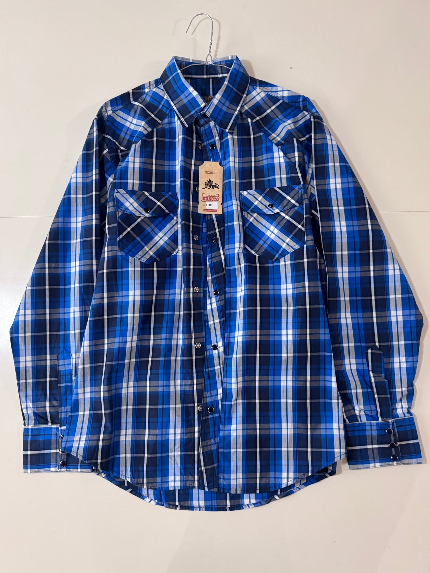 Camisa vaquera manga larga azul, Talla 42, xl, Hombre, Kracto