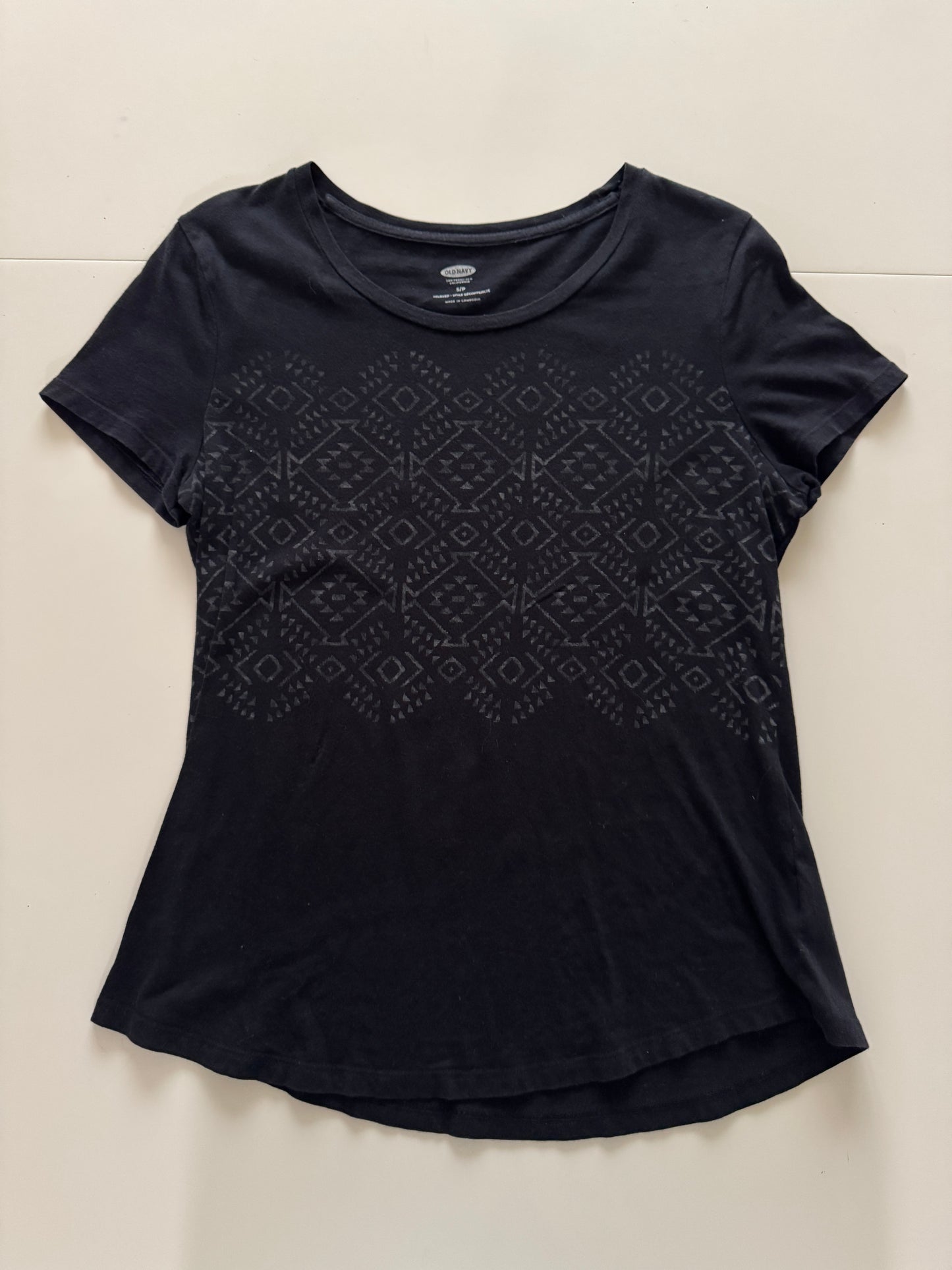 Playera negra estampada, Talla S, Mujer, Old Navy