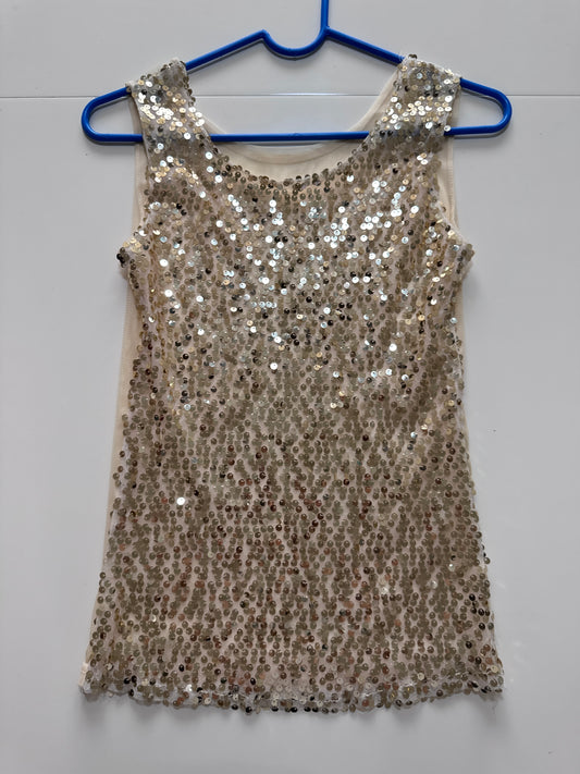 Blusa de lentejuelas doradas, Talla S, Mujer
