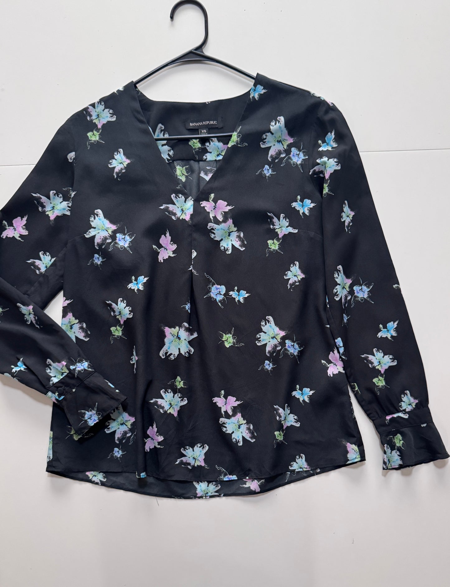 Blusa azul estampada, Talla Xs, Mujer, Banana Republic