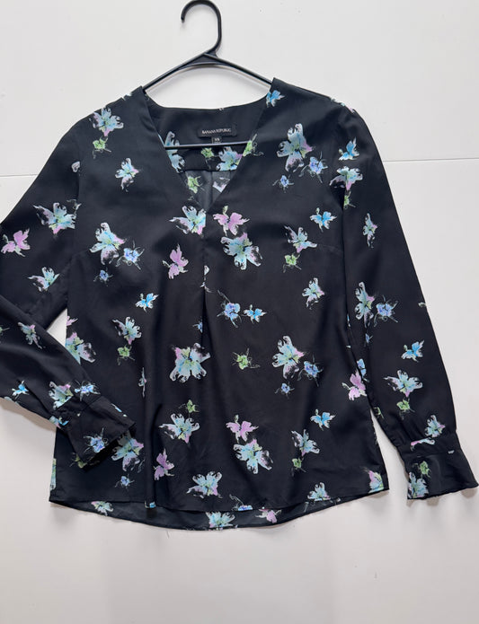 Blusa azul estampada, Talla Xs, Mujer, Banana Republic