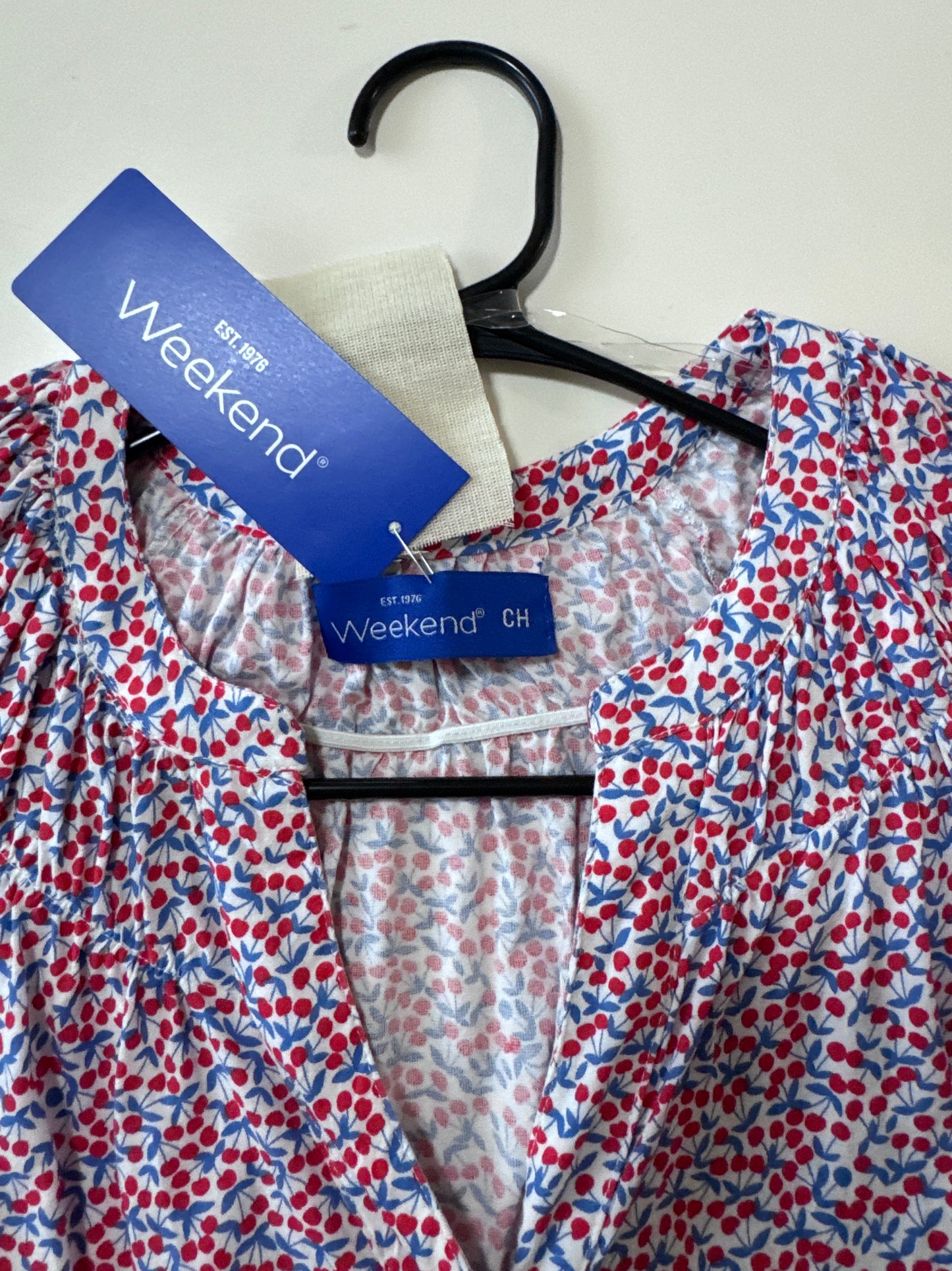 Blusa estampada de cerezas, Talla S, Mujer, Weekend