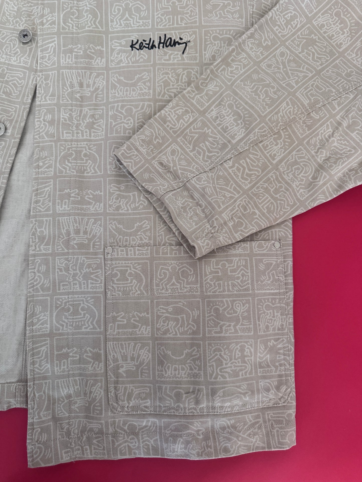 Chaqueta de mezclilla estampada, Talla Xl, Hombre, Keith Haring