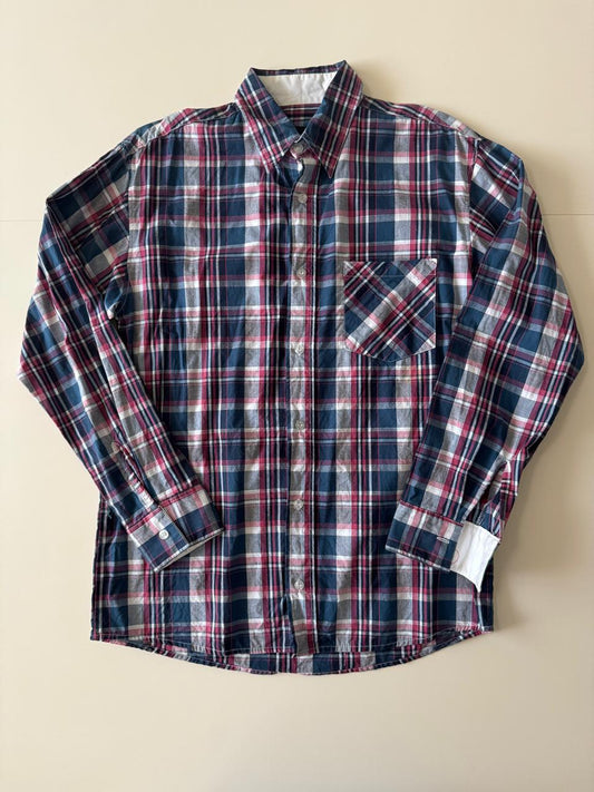 Camisa de cuadros azul y rosa, Talla M, Slim Fit, Hombre