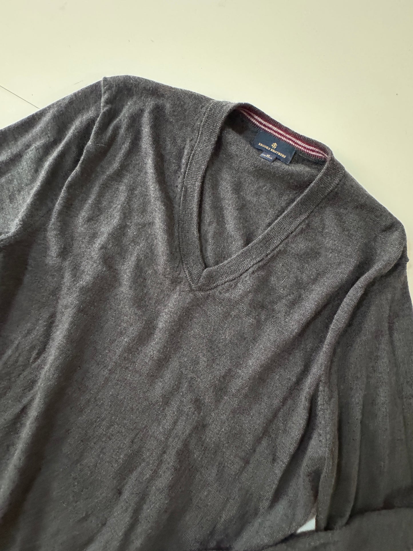 Sweater gris 100% Merino, Talla M, Hombre, Brooks Brothers