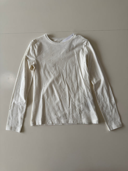 Playera manga larga blanca con lunares, Talla 8 a 10 años, Niña, H&M
