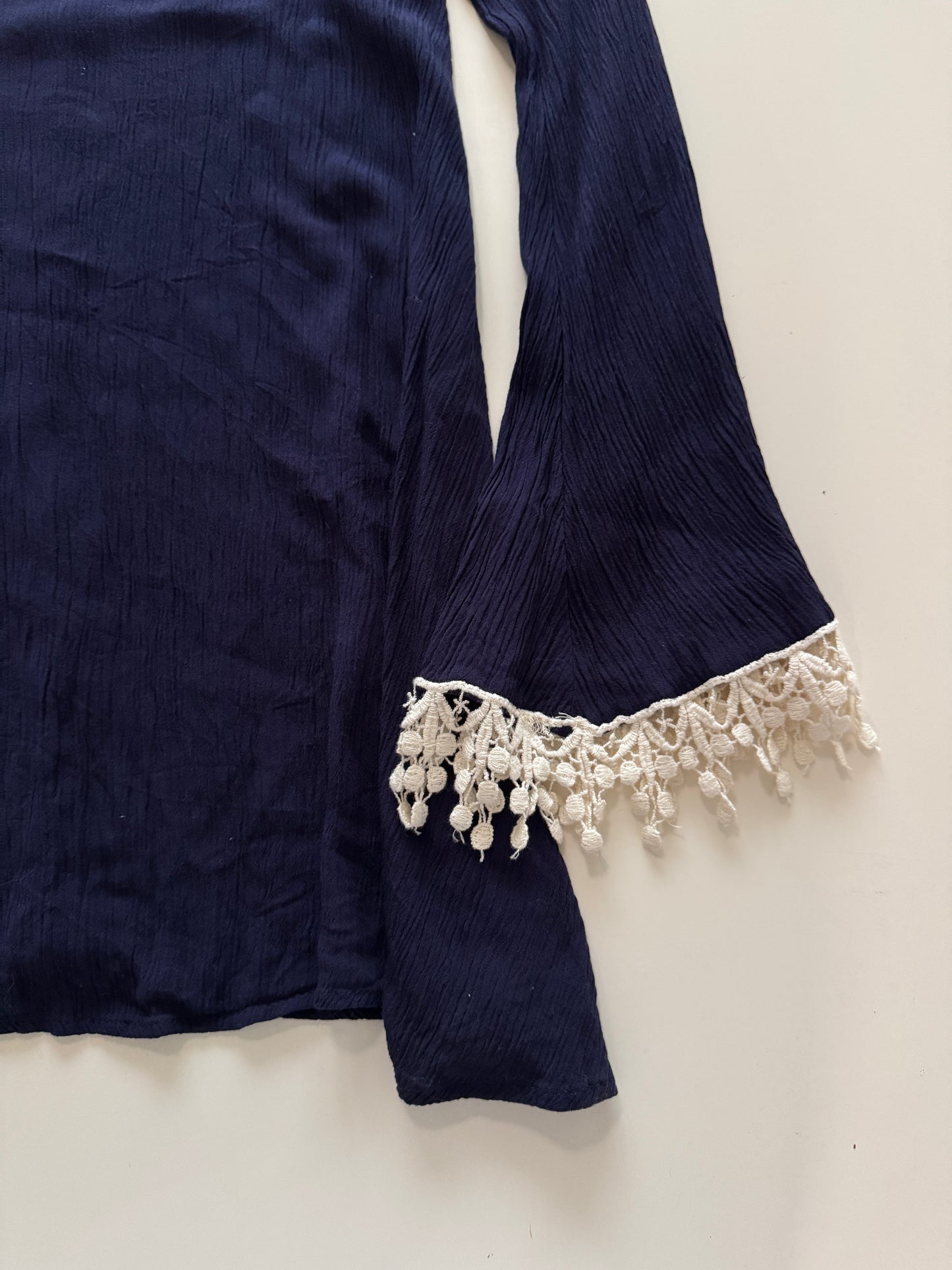 Blusa azul, manga larga, Talla S, Mujer, Iris