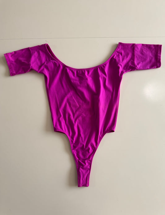 Leotardo fucsia, pierna alta, Talla S, Mujer
