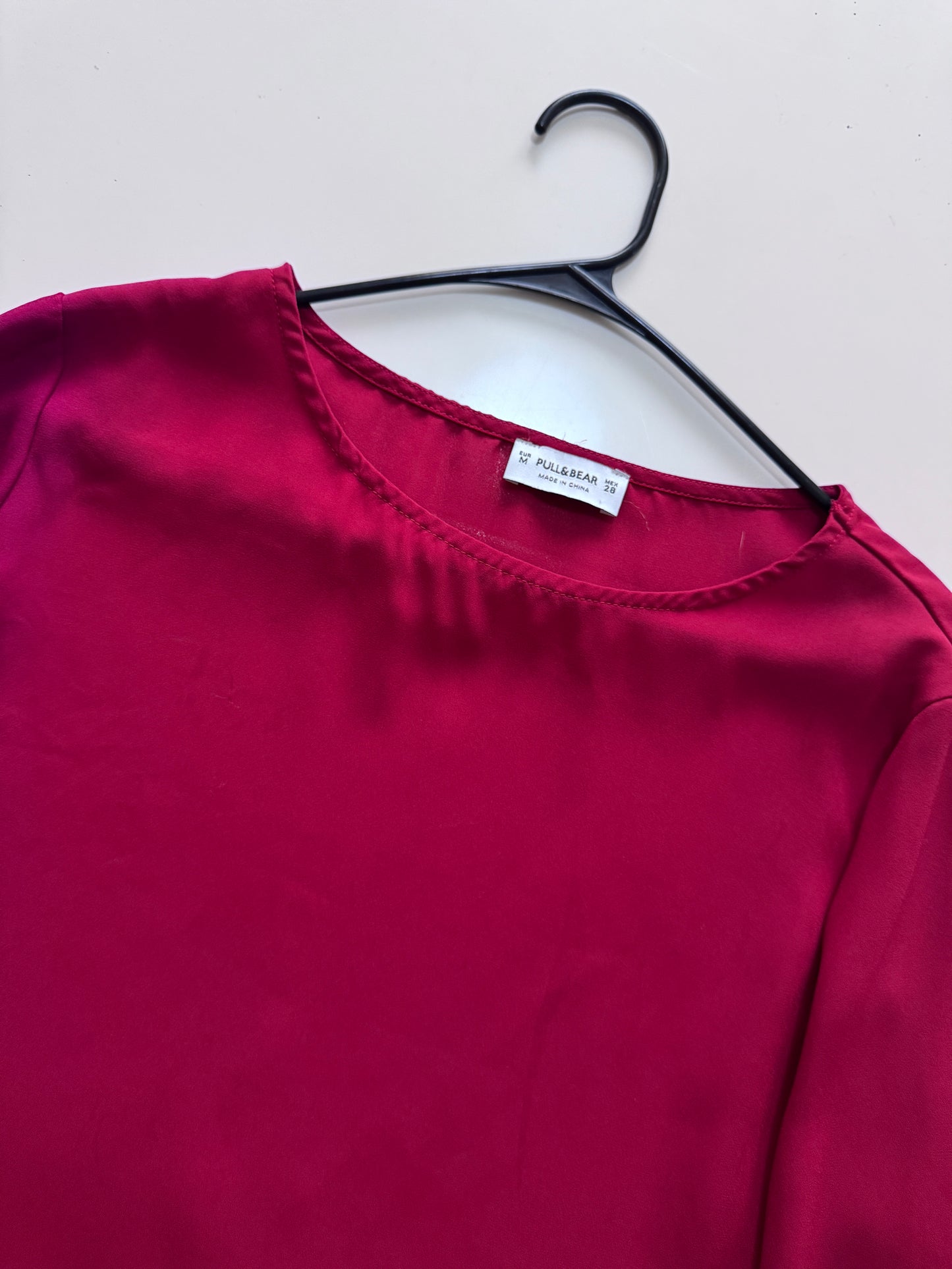 Blusa guinda, Talla M, 28, Mujer, Pull & Bear