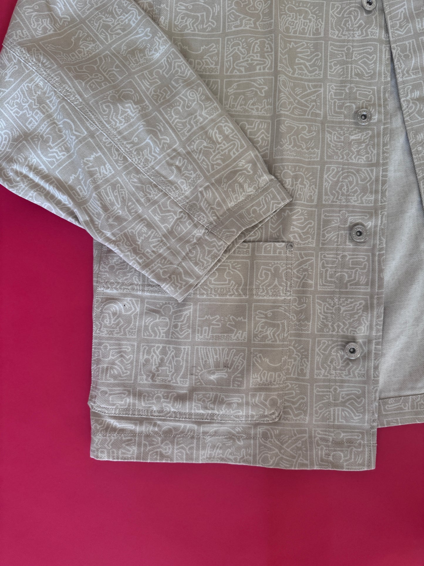 Chaqueta de mezclilla estampada, Talla Xl, Hombre, Keith Haring