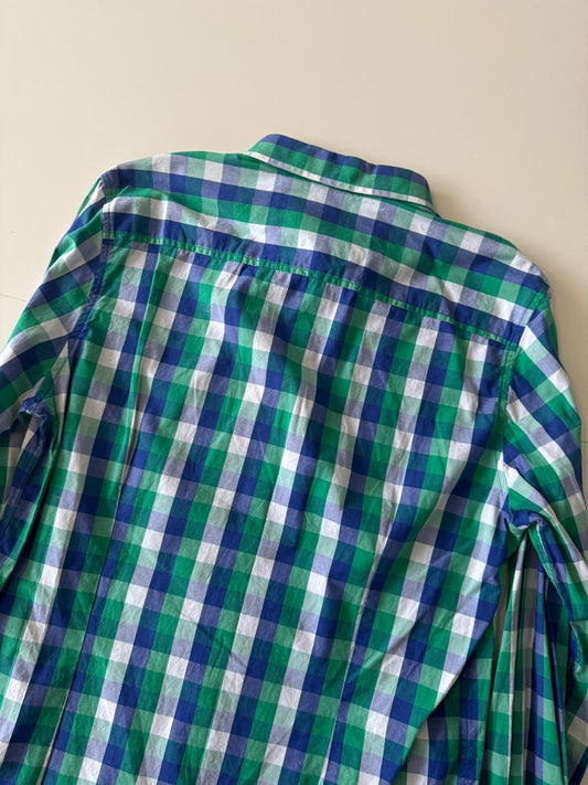 Camisa de cuadros azul y verde, Talla M, Hombre
