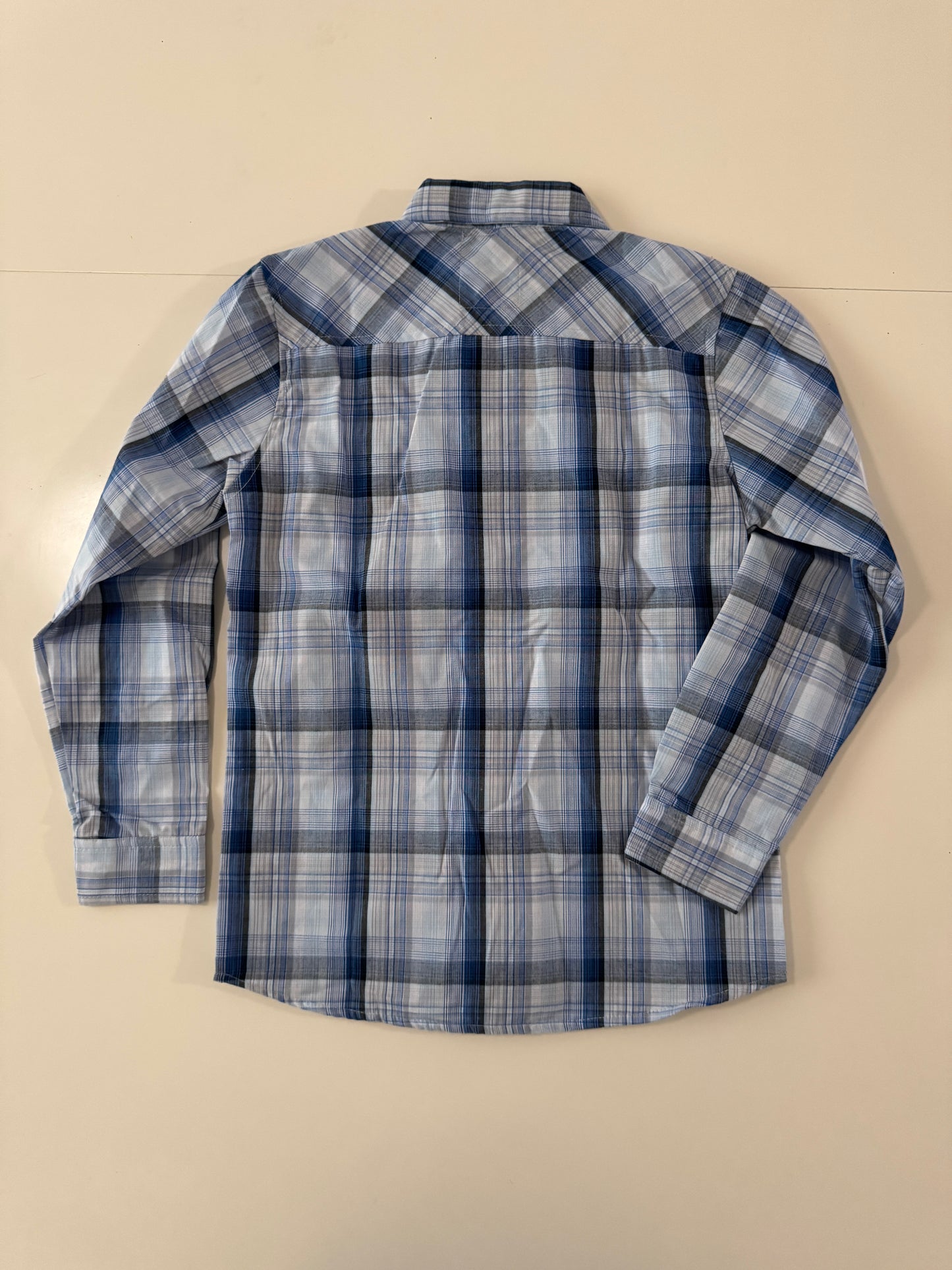 Camisa vaquera de cuadros celeste, Talla 12 años, MC Shirt, Niño
