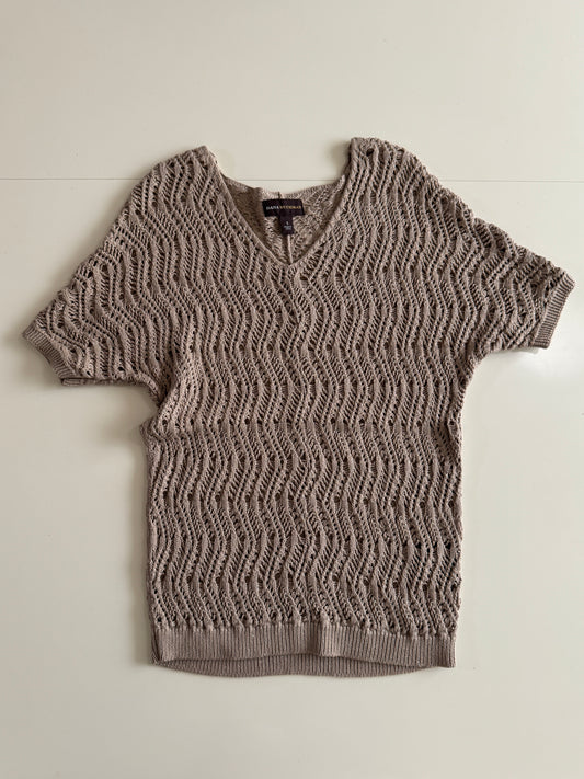 Blusa de punto beige, Talla S, Mujer, Dana Buchman