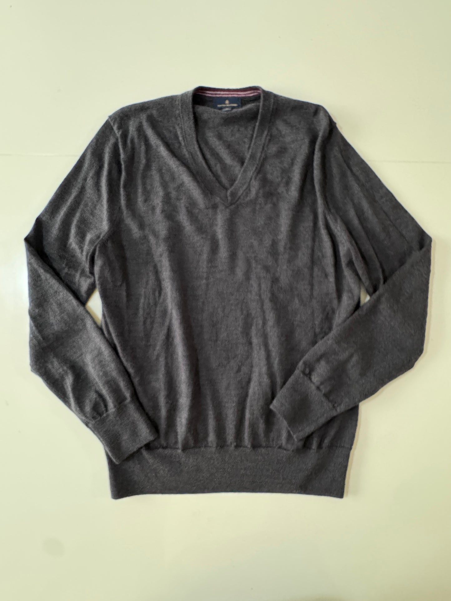 Sweater gris 100% Merino, Talla M, Hombre, Brooks Brothers