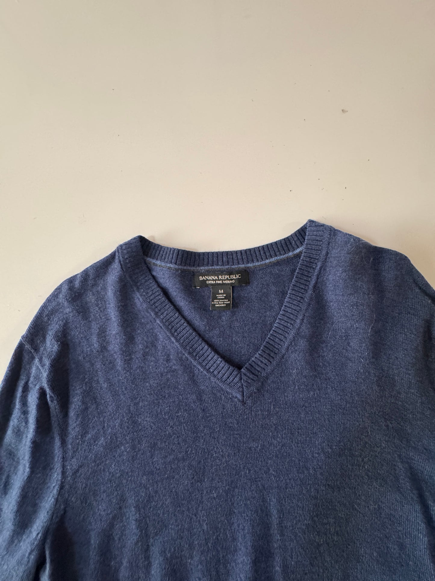 Sweater azul 100% Merino, Talla M, Hombre, Banana Republic