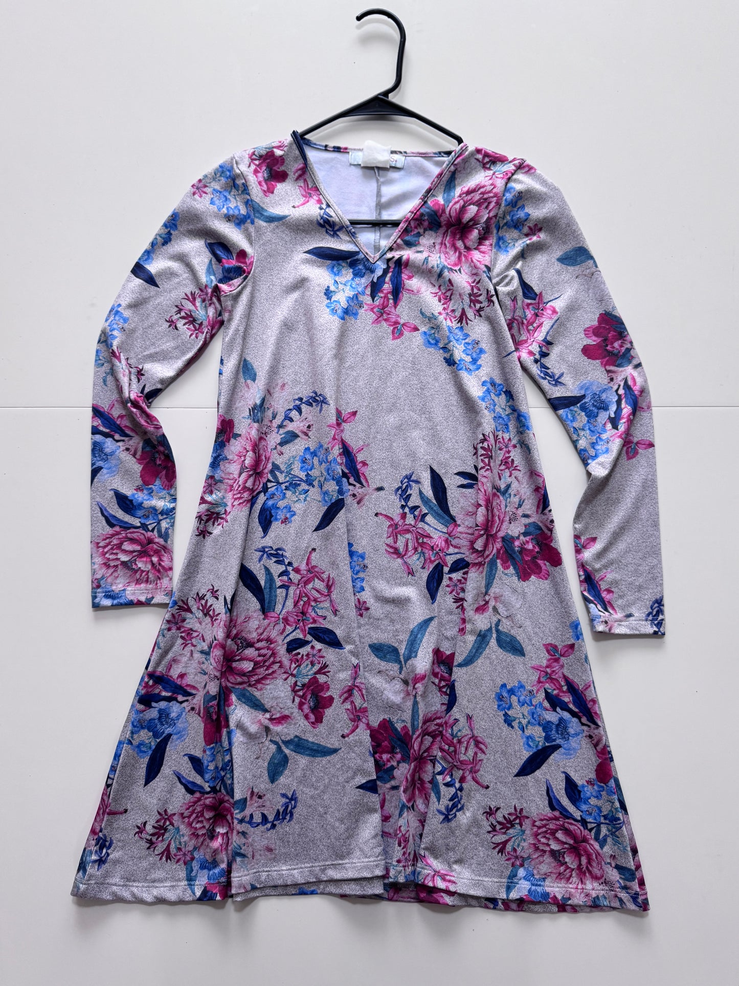 Vestido gris estampado flores, Talla S, Mujer, Cklass