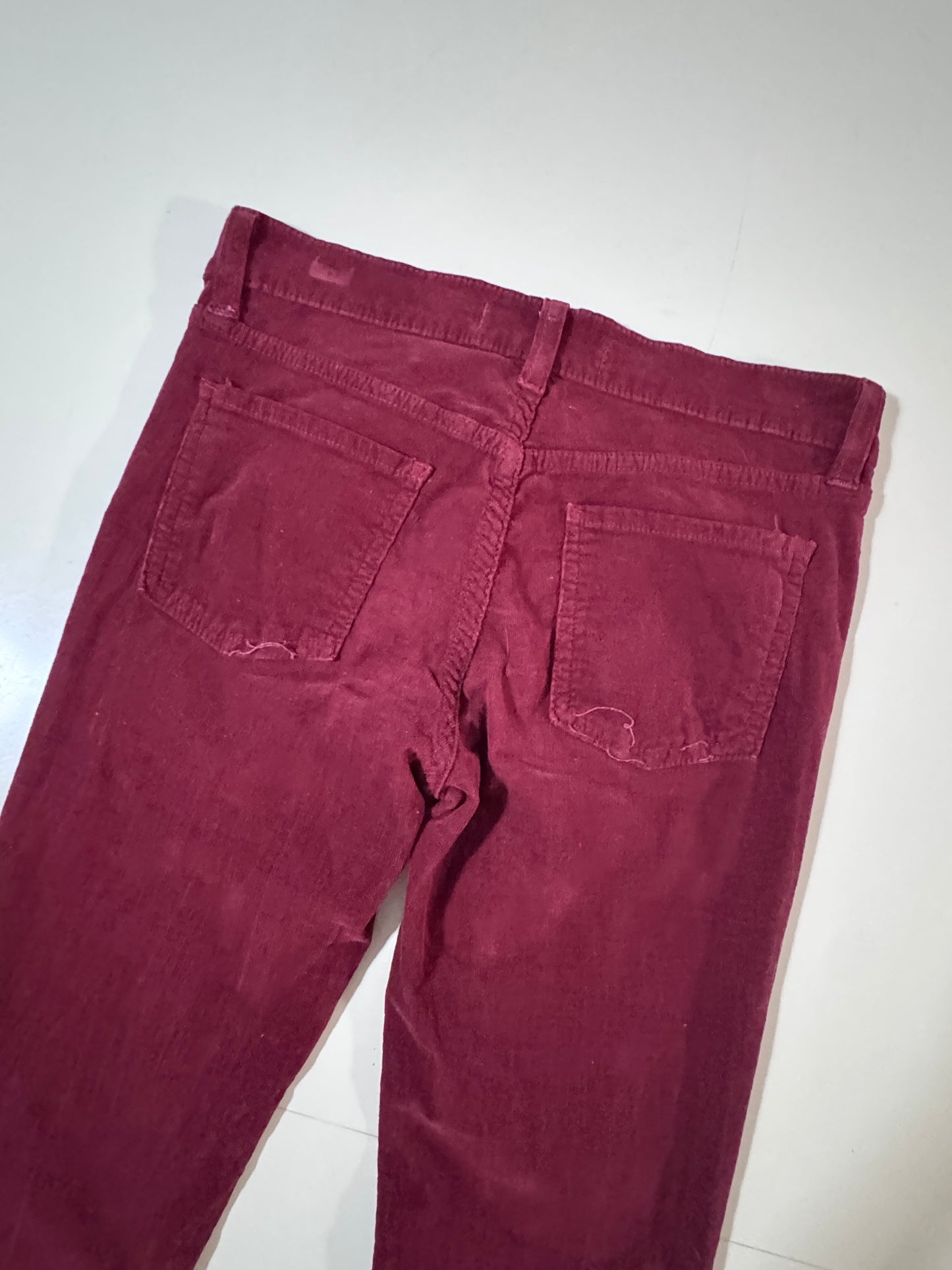 Pantalones skinny de corduroy rojos, Talla 3, XS, Mujer, Eunina