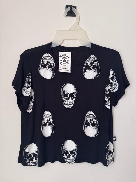 Playera con calaveras negra, Talla S, Mujer, King Monster