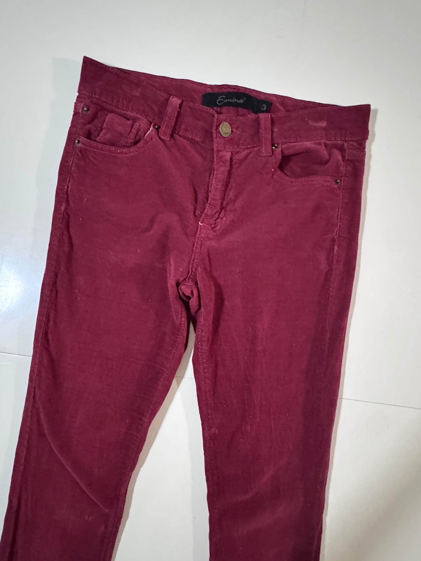 Pantalones skinny de corduroy rojos, Talla 3, XS, Mujer, Eunina
