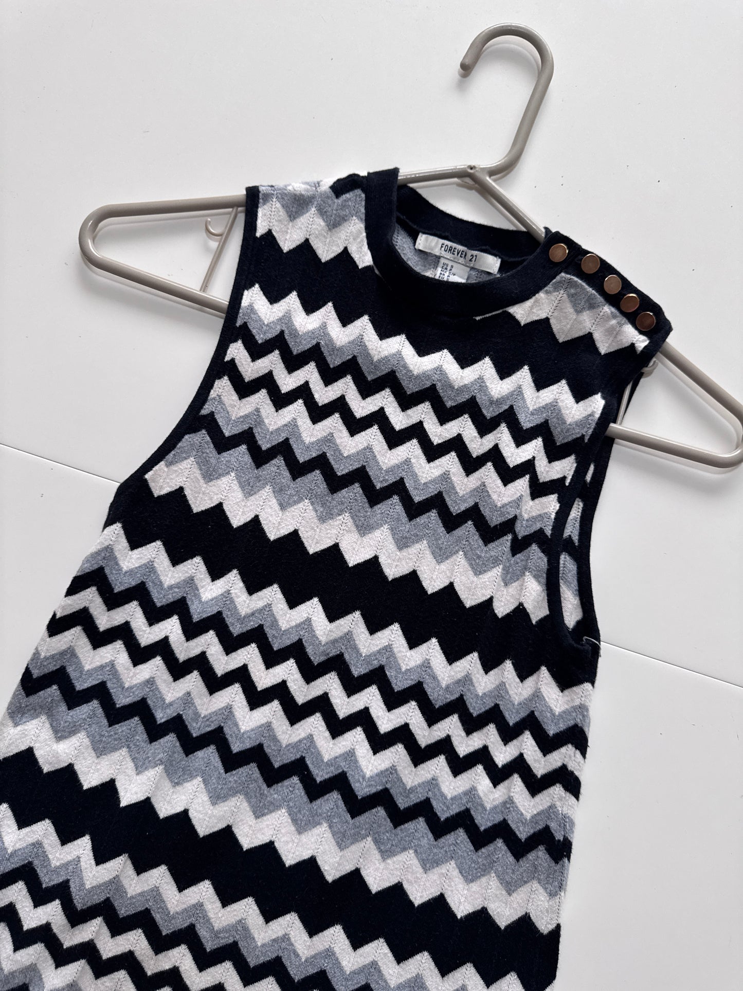 Vestido de punto, estampado de zig zag, Talla S, Mujer, Forever 21