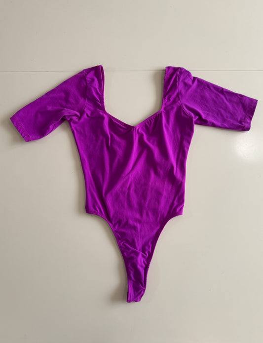 Leotardo morado, pierna alta, Talla S, Mujer